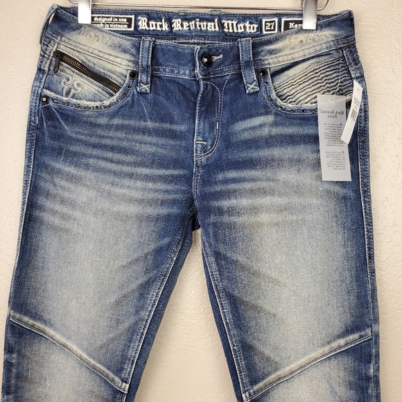 NWT Rock Revival Distressed Moto Skinny Jeans 27 - Picture 6 of 15